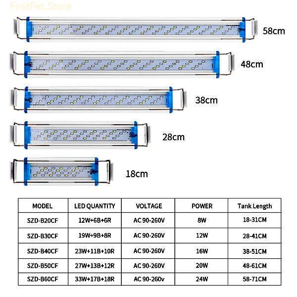 18 75CM Super Slim LEDs Aquarium Lighting Aquatic Plant Light Extensible Waterproof Clip on Lamp For 4