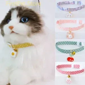 2022New Adjustable Kitten Collar with Bell Cut Pet Cat Collars Breakaway Cats Necklace Puppy Collar Cat