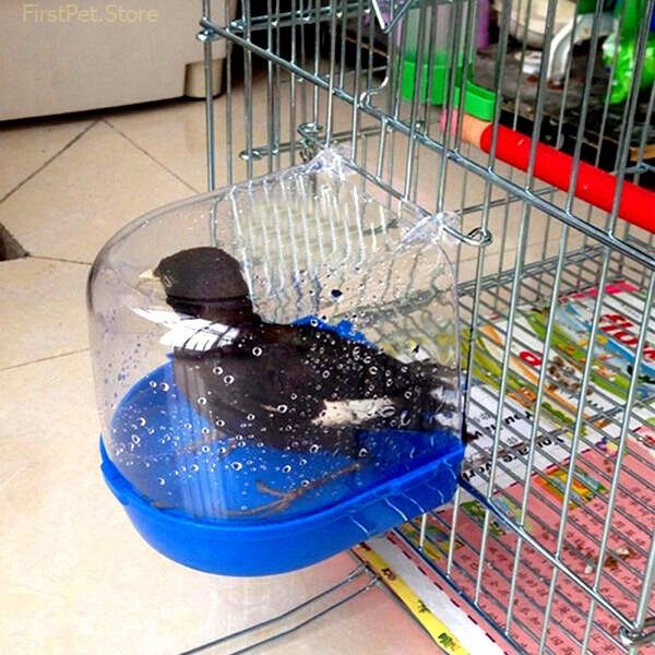 Bird Bathtub Shower Box Plastic Case Water Bath Tub for Pet Bird Bowl Parrots Parakeet Hanging 4