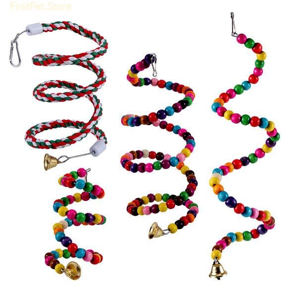 Bird Toys Set Swing Chewing Training Toys Small Parrot Hanging Hammock Parrot Cage Bell Perch Toys 2