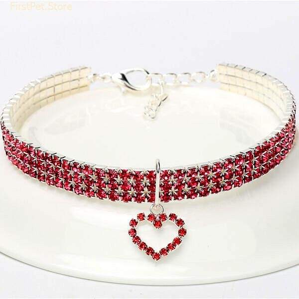 Cat Crystal Necklace Imitation Pearl Rhinestone Pendants Pearl Necklace Dog Collar Collar for Cats Dogs Pet 1