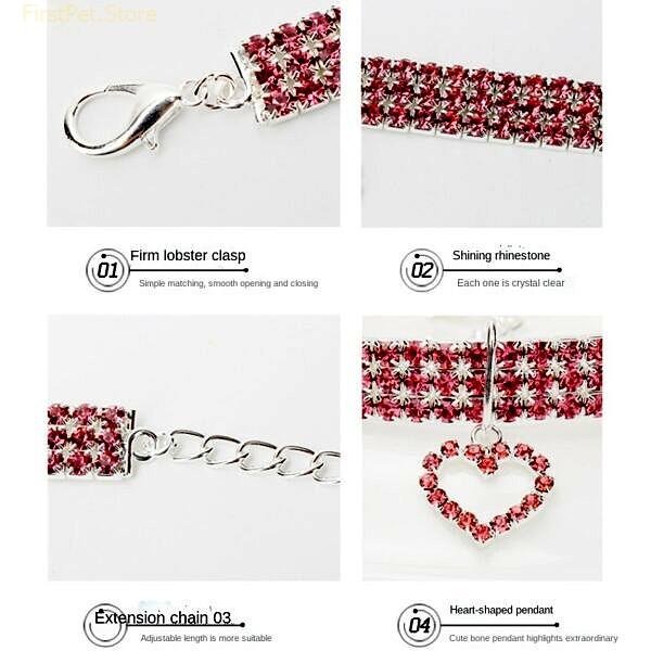 Cat Crystal Necklace Imitation Pearl Rhinestone Pendants Pearl Necklace Dog Collar Collar for Cats Dogs Pet 5