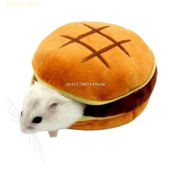 Hamster Warm Bed House Hamburger Design for Small Animals Cage Accessories for Small Guinea Pigs Rats 1