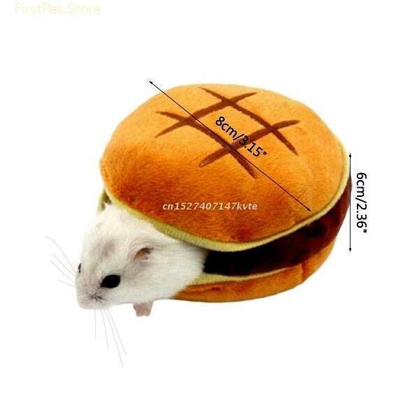Hamster Warm Bed House Hamburger Design for Small Animals Cage Accessories for Small Guinea Pigs Rats 4