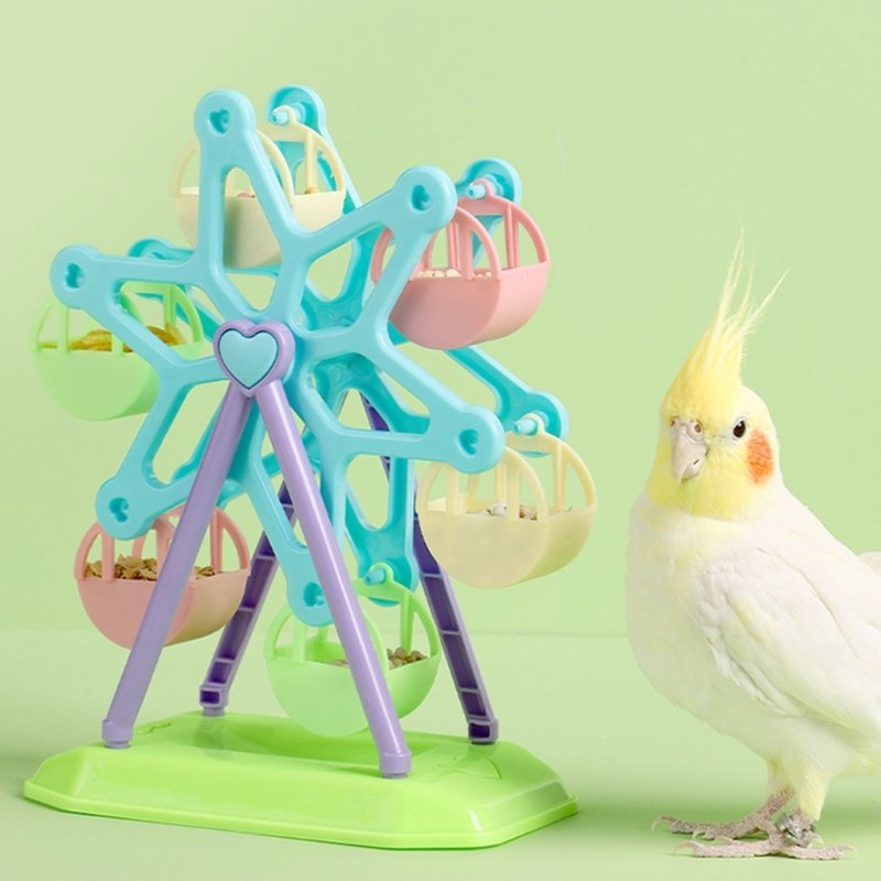 Pet Budgies Cage Feeder Toy for Multiple Birds Foraging Training Colorful Wheel for Small Size Birds