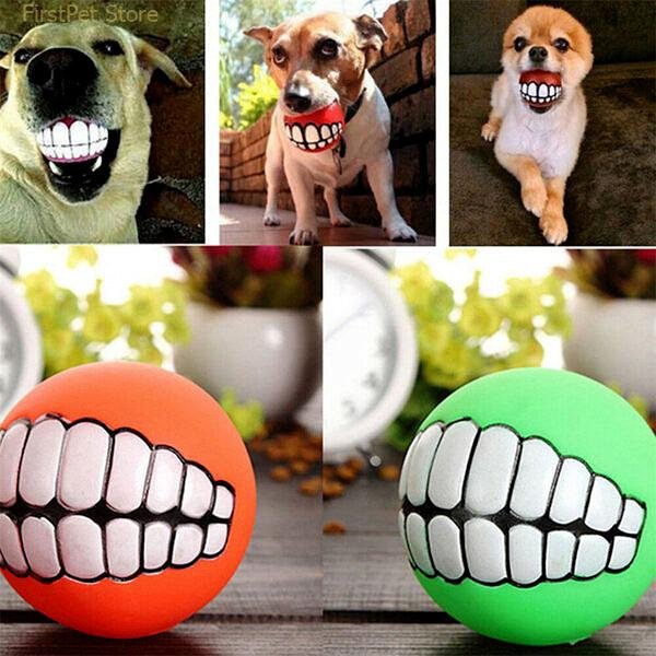 Pet Dog Ball Teeth Funny Trick Toy Silicone Toy for dogs Chew Squeaker Squeaky Dog Sound