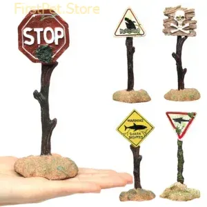 Resin Aquarium Decoration Ornaments Artificial Shark Warning Sign Landscaping Accessories for Fish Tank Aquarium Background