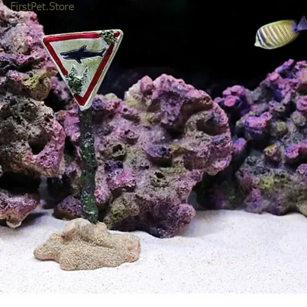 Resin Aquarium Decoration Ornaments Artificial Shark Warning Sign Landscaping Accessories for Fish Tank Aquarium Background 5