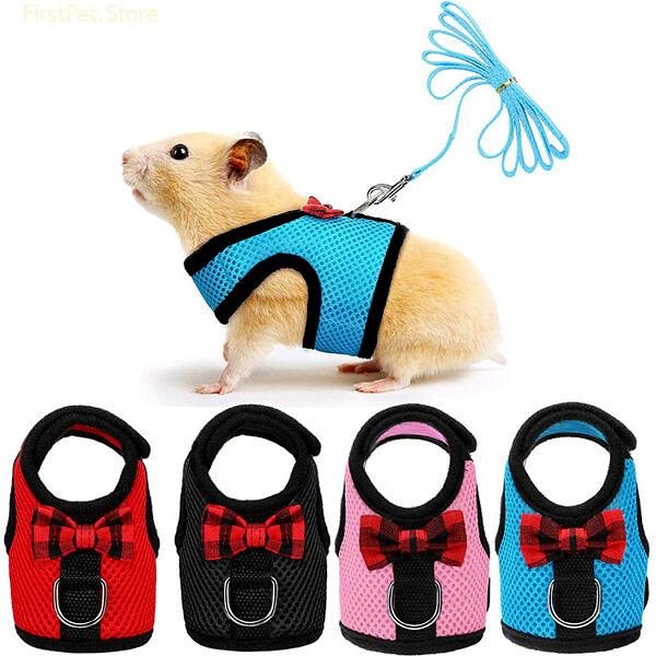 Small Animal Hamster Harness and Leash Set Mesh Rabbit Leash Lead Vest Harness Leash for Guinea 1