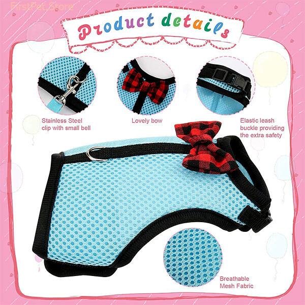Small Animal Hamster Harness and Leash Set Mesh Rabbit Leash Lead Vest Harness Leash for Guinea 2