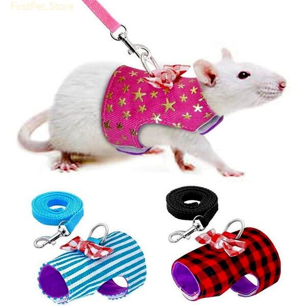 Small Pet Rabbit Harness Vest and Leash Set For Ferret Guinea Pig Bunny Hamster Puppy Bowknot 1