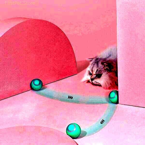 Smart Cat Toy Type C Rechargeable 360 Self Auto Rotating Interactive Cat Toys Ball with LED 3