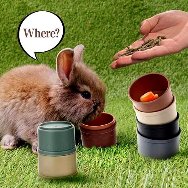 Stacking Cups Toy For Rabbits Multi Colored Reusable Small Animals Puzzle Toys For Hiding Food Playing 7