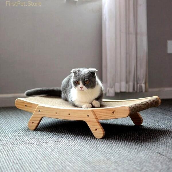 Wooden Cat Scratcher Scraper Detachable Lounge Bed 3 In 1 Scratching Post for Cats Training Grinding 4