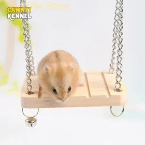 1Pcs Pet Toy Hamster Toy Bell Swing Hammock Wooden Small Pet Parrot Platform Suspended Wooden Suspension