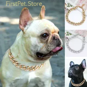 Luxury Crystal Dog Necklace Bling Rhinestone Pet Dog Chain Collar Dogs Necklace Choke for Show Party