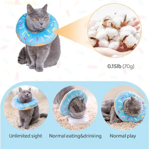 Adjustable Cat Recovery Cones Collar Soft Cone for Cats Wound Healing Protective Cone After Surgery Elizabethan 2