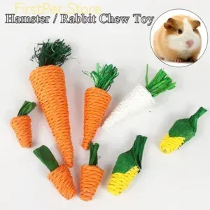 Hamster Rabbit Chew Toy Bite Grind Teeth Toys Corn Carrot Woven Balls for Tooth Cleaning Radish