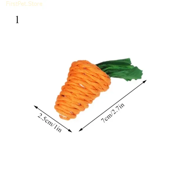Hamster Rabbit Chew Toy Bite Grind Teeth Toys Corn Carrot Woven Balls for Tooth Cleaning Radish 4