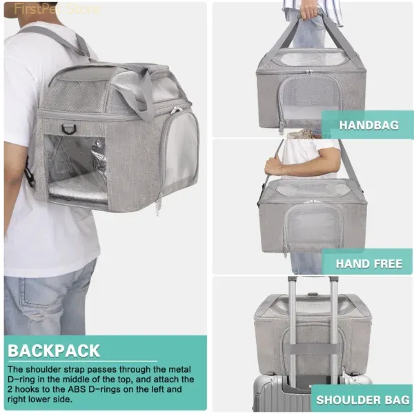 Pet Backpack Breathable Cat Carrier Bag Travel Airline Approved Transport Bag For Small Dogs and Cats 2