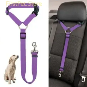 Solid Color Two in one Pet Car Seat Belt Nylon Lead Leash Backseat Safety Belt Adjustable